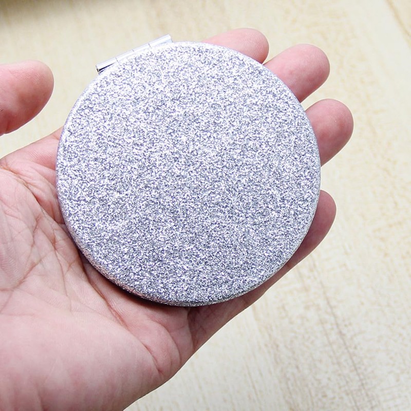 Mpowtech Silver Compact Mirror for Women,Small Pocket Mirror,Purse Mirror with