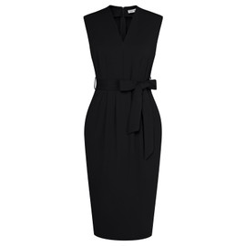Office Dresses V Neck Sleeveless Dress Church Dresses for Women Party Dresses Elegant Classy Midi Pencil Dress Black L