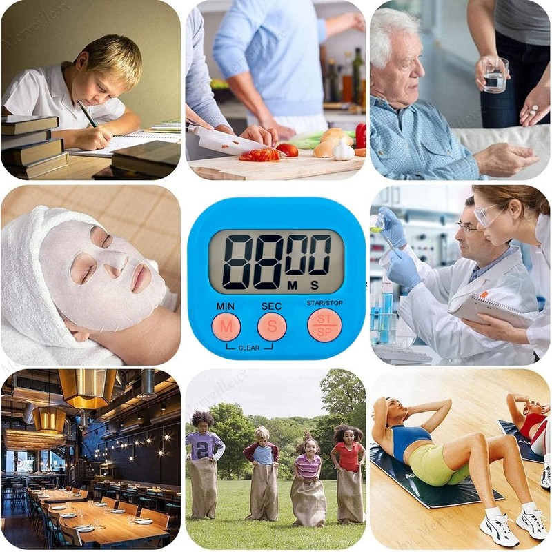 12 Pieces Small Digital Kitchen Timer Count Up and On/Off