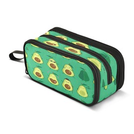 Avocado Green Big Capacity Pencil Case Funny 3 Compartment Pen Bag Pouch Holder Box for Office College School Portable Storage Bag for Kids