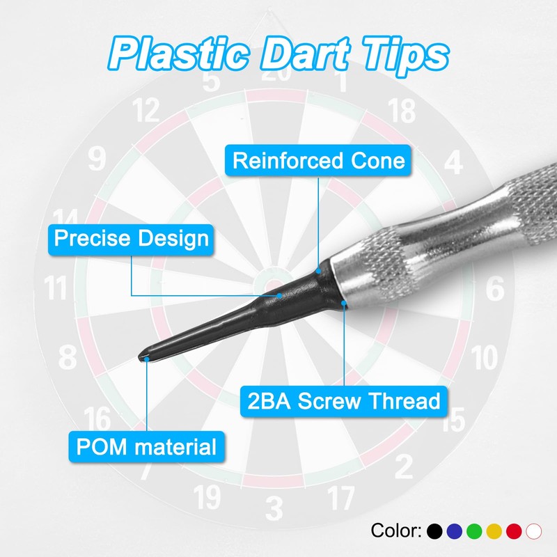 PATIKIL Plastic Dart Tips, Pack of 100, 2BA Thread, Soft