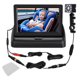 Baby Car Mirror 12-24V,4.3" HD Night Vision Rear Facing Car Seat Mirror Safety Car Seat Mirror Camera Monitored Mirror with Wide Crystal Clear View Aimed at Baby