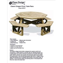 Classic Large Octagon Picnic Table / Bench Woodworking Project Plans Pattern #ODF07
