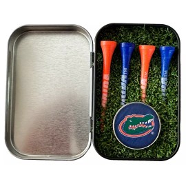 SportzCollectables.com Florida Gators.. Golf Ball Marker in Gift Tin with 4 Gator Tees... Gift Box