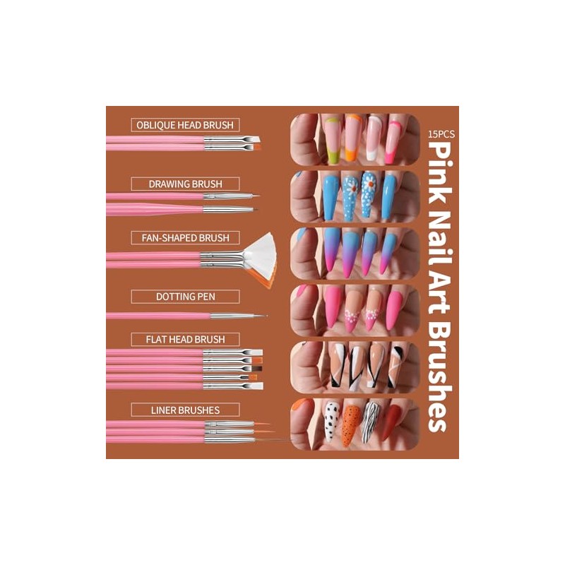 FANDAMEI Nail Art Kit - Design Tools with Brushes, Dotting