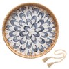 Round Rattan Tray Home Decor with Wood Bead Garland, 12''