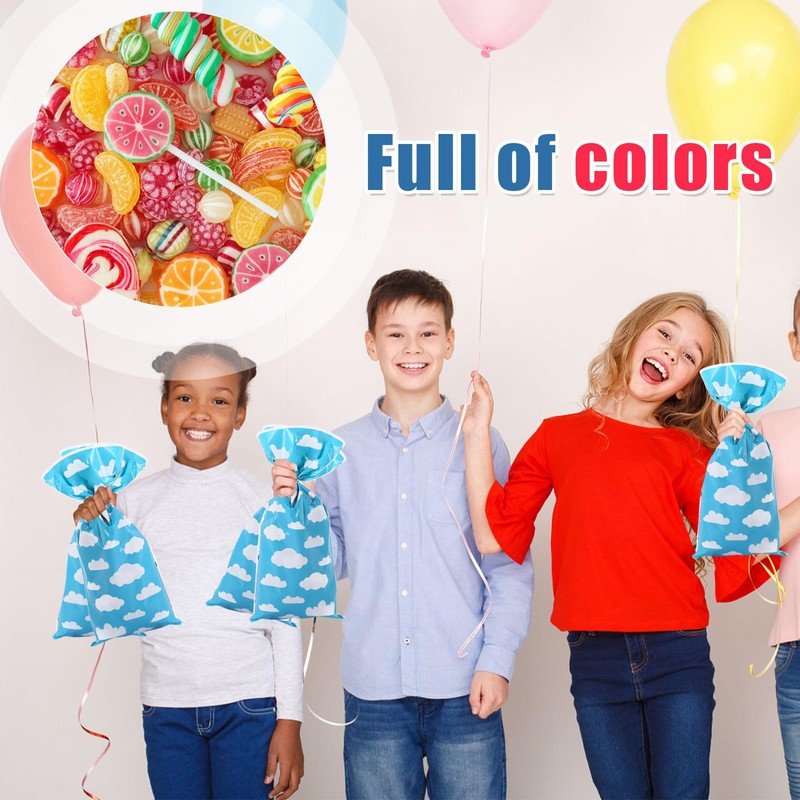 YQWIN 100Pcs Blue Sky White Clouds Cellophane Bags, Clouds Gift