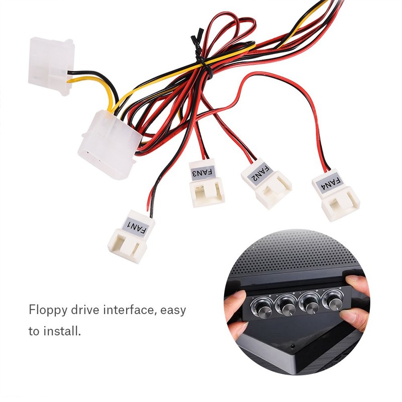 PC Fan Speed Controller 4 Channel Heatsink Controller for Computer