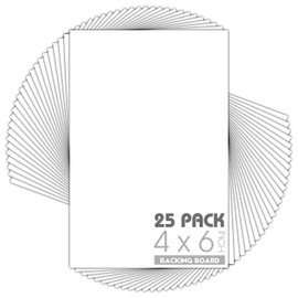 Mat Board Center, Pack of 25, 4x6 White Backing Boards, 4-Ply Thickness Cardboard for Picture/Photo/Framing Back Support