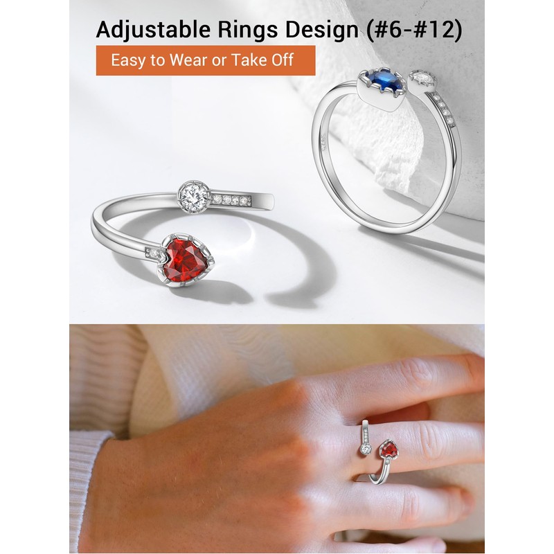 PROSILVER Adjustable Rings 925 Sterling Silver Rings for Women October