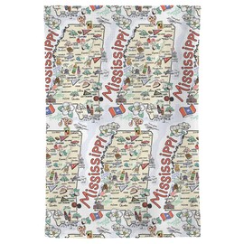 Fish Kiss 16"x24" Mississippi Map Towel is 100% Microfiber Waffle Weave Help You Explore in Detail – Our Super Absorbent & Soft, Machine Washable State Map Towel is Stain & Wrinkle Resistant