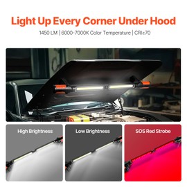Happybuy Underhood Work Light, 1450LM, 4400mAh Rechargeable Magnetic Intense LED Light, Portable Cordless Mechanic Work Light Bar, for Car Repair Inspection Garage Workshop Emergency Home Illumination