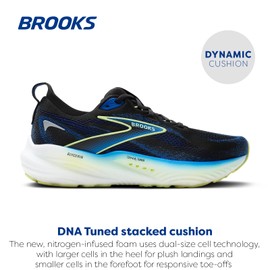 Brooks Men’s Glycerin 22 Neutral Running Shoe - Black/Cobalt/Neo Yellow - 8.5 Wide