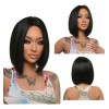 Peluca Corta De Pelo Negro Natural Liso Medio Para Mujer