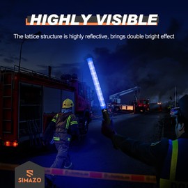 SIMAZO 4 Pieces 21 Inch Signal Traffic Wand with 3 Flashing Modes & 9 Led Lights, Traffic Safety Baton with Side Clip for Air Marshaling, Car Directing, Parking Guides (Blue)