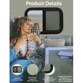 AlloTemlass AlloTemlass RV Window | 21" W x 14" H | Teardrop Style | Horizontal Sliding Replacement Glass &Trim Set | DOT Certification Qualified