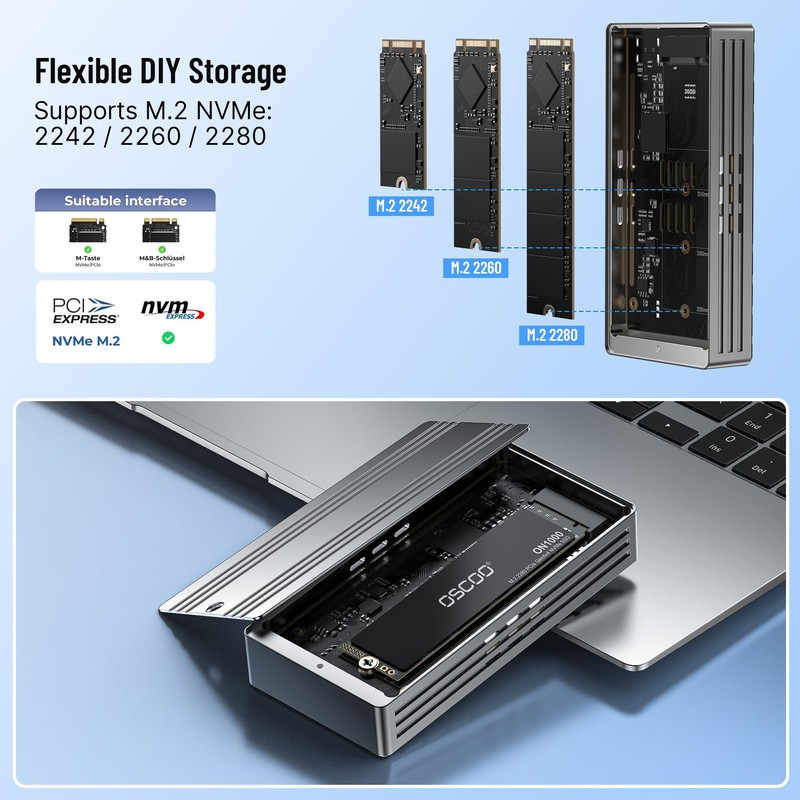 40Gbps USB4 NVMe M.2 Enclosure with Active Cooling & Silent