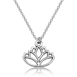 PLITI Lotus Necklace For Yoga Lovers New Beginnings Gift Lotus Inspirational Gift Lotus Flower Jewelry Yoga Karma Gift (lotus nec)