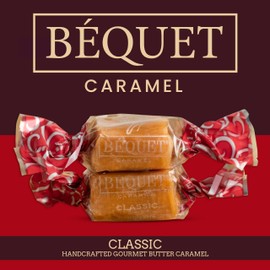 Bequet Caramel Classic Handcrafted Gourmet Butter Caramel Candy 3.6oz 1 pack - Gluten Free, Smooth, Chewy Candy Melts Individually wrapped Candy - Ideal for Party Bags - Smooth Caramel Candy Soft, Sweet Individually Wrapped Caramel Candy Snack for Adults
