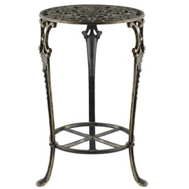 MDLUU Cast Iron Potted Plant Stand 18.8 Inch Tall, 2-Tier Planter Rack, Heavy Duty Flower Pot Holder for Living Room, Bedroom, Kitchen (Bronze)