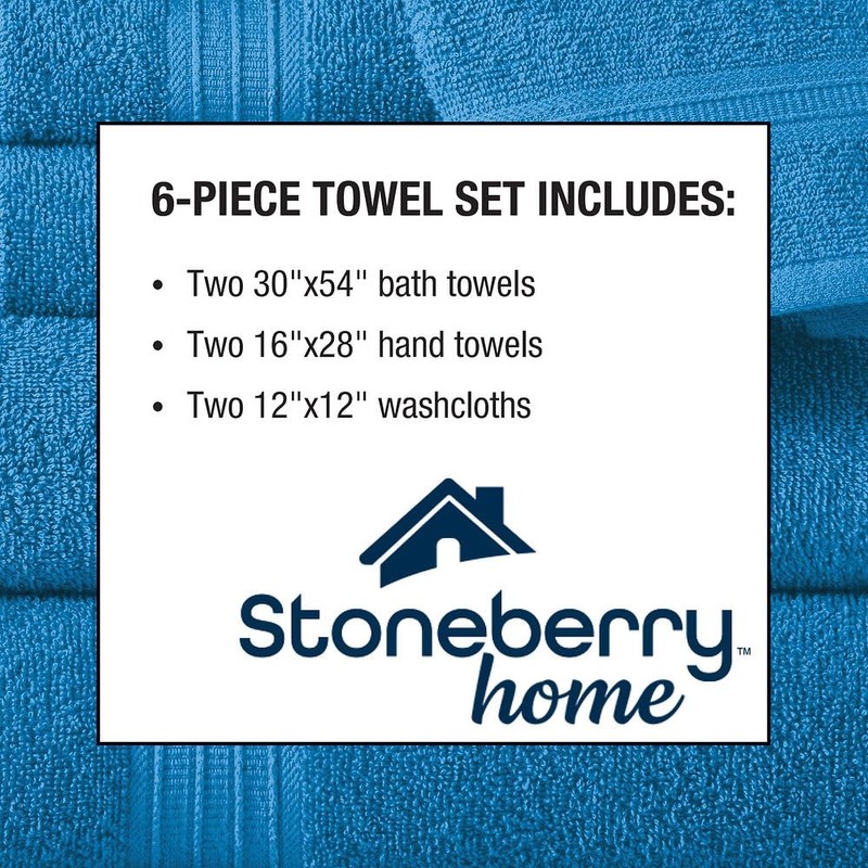 Stoneberry Home® 6-Piece Towel Set Cotton Blue