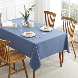 QIANQUHUI Rectangle Table Cloth,Linen Farmhouse Tablecloth Heavy Duty Fabric,Stain Proof,Water Resistant Table Cloths,Decorative Oblong Table Cover for Kitchen,Dining,Holiday(Blue, 55''x55'')