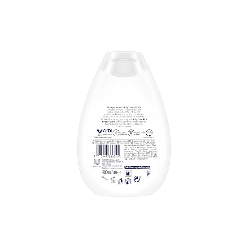 Baby Dove Crema Corporal Humectación Enriquecida 400 Ml