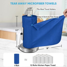 AIDEA Microfiber Cleaning Cloth 55 Sheets 6 Roll, Microfiber Towels for Cars, Shop Rags Washable, Cleaning Rags Reusable Paper Towels for Automotive, House, Cleaning Supplies 11×9" Dark Blue