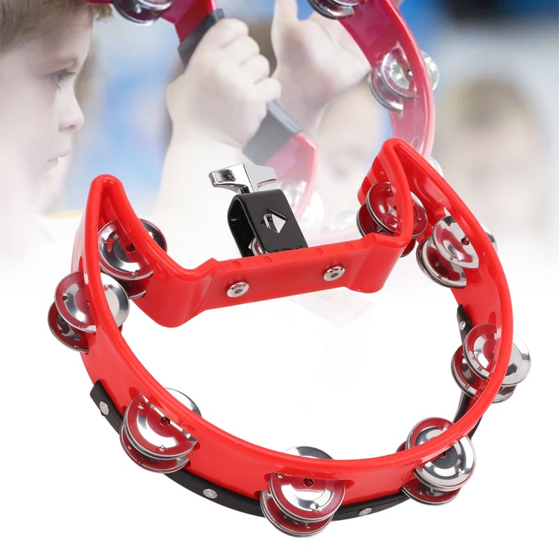 Tambourine Single Row Metal Jingle Bells Handheld Percussion Drum Instrument