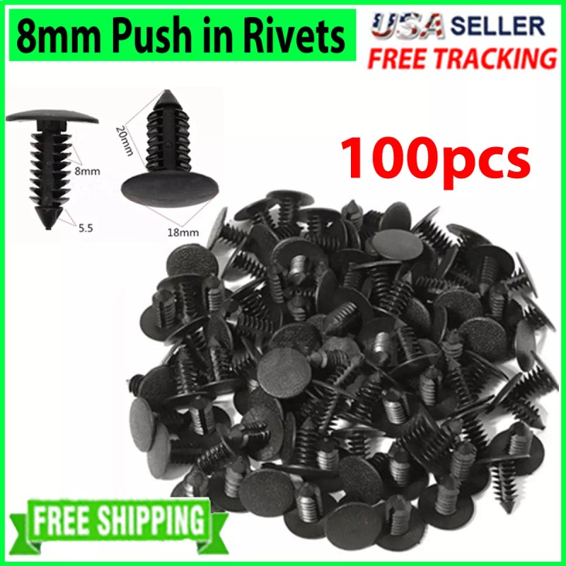 SNS 100X 8mm Bumper Clips Retainer Car Plastic Rivets Fastener