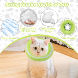 Maiiu Soft Cat Cone Collar, Cute Cat Recovery Collar Suitable for Small, Medium, Large Cats,Elizabethan Neck Collar for Cats After Surgery (Kiwifruit, Small)