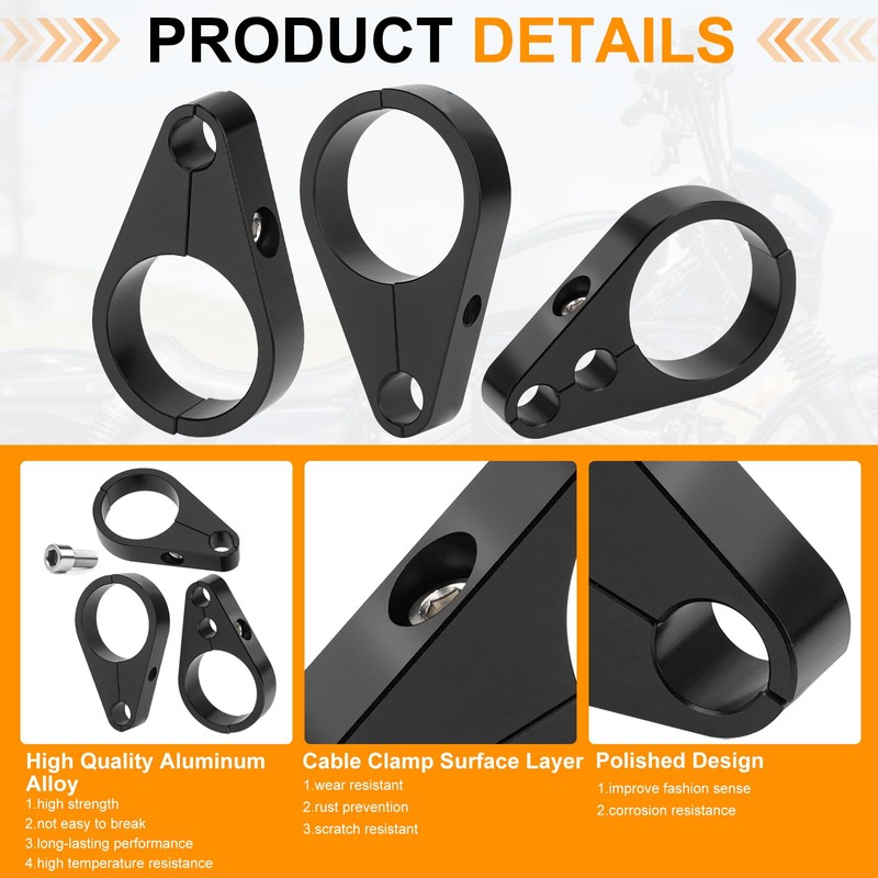 Jerbor 3PCS 1.25" Brake Line & Throttle Cable Clamp Kit