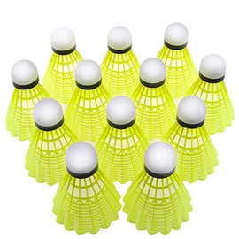TX Pack of 12 Badminton Nylon Shuttlecocks Indoor Outdoor Sports High Speed Training Badminton (Yellow)