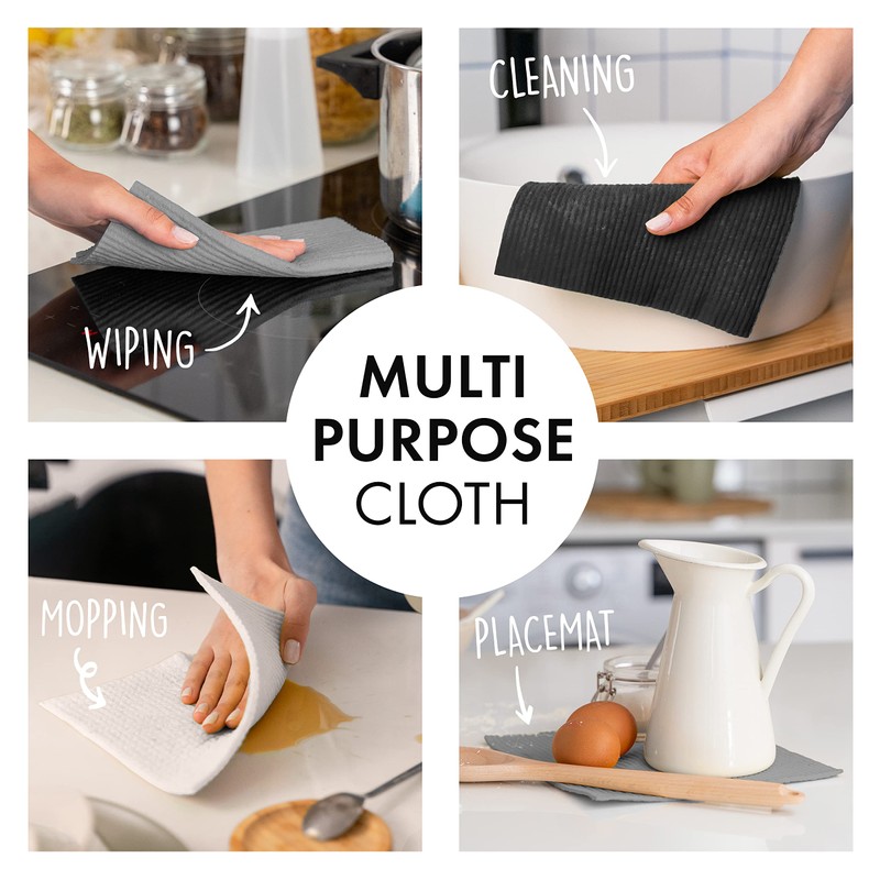 SUPERSCANDI Swedish Dishcloths Eco Friendly Reusable Sustainable Biodegradable Cellulose Sponge