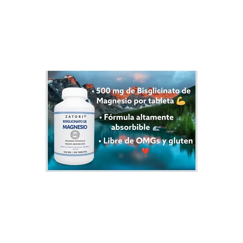 Bisglicinato De Magnesio 500 Mg 200 Días De Suministro