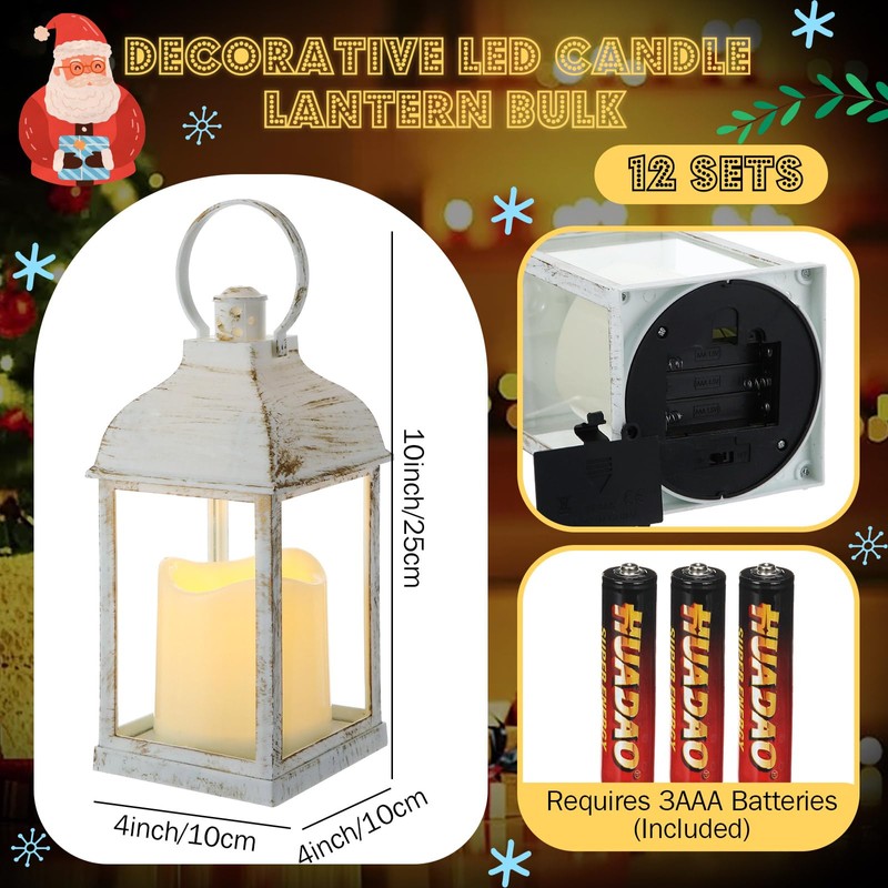 Kittmip 12 Set 10 Inch White Decorative Candle Lanterns Bulk