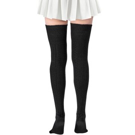 Women Thigh High Socks Extra Long Cute Knit Warm Thick Tall Long Boot Stockings Over the Knee Socks with Bow Leg Warmers