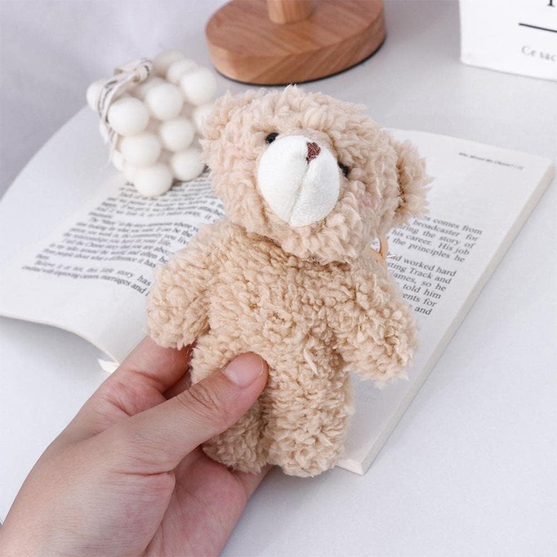 Galepromot Brown Bear Pink Heart Plush Stuffed Keychain For Backpack,
