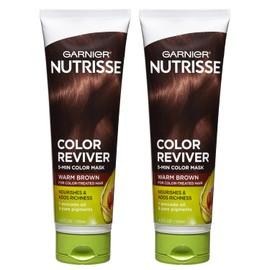 Garnier Nutrisse Color Reviver 5 Minute Nourishing Hair Color Mask with Avocado Oil Delivers Day 1 Color Results, for Color Treated Hair, Warm Brown, 8.4 fl oz