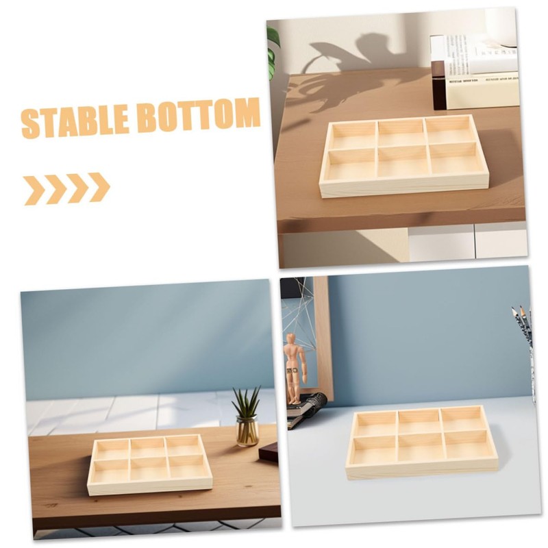 Zerodeko Wooden Storage Divider Box with Compartments Stylish Organizer for