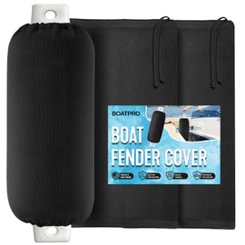 Boat Fender Covers, Boat Bumper Covers for Center Rope Tube Style Fenders, 2 Pack 10" x 26" Marine Fender Covers,Black (Boat Fender Not Included)