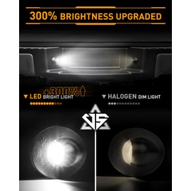 LESAUCE LED License Plate Lights Tag Lights for Ford F150 F250 F350 Super Duty Ranger Pickup Explorer Bronco Excursion Expedition Rear Bumper Bright White OEM Replacement 2 PCS