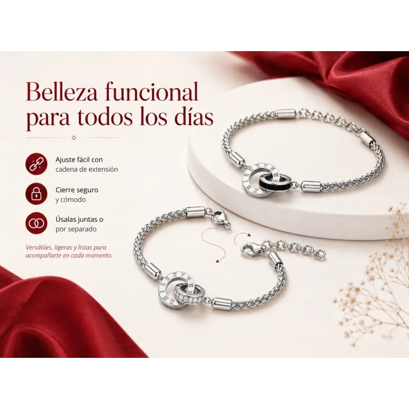 Pulseras Para Parejas Promesa Moissanita Oro Blanco 18k Plat