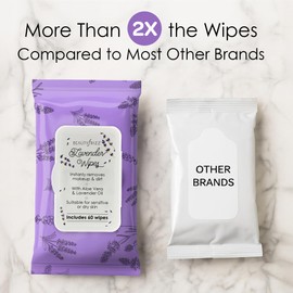 BeautyFrizz Lavender Face Wipes - 120 pcs - Gentle Makeup Remover Wipes for Women - Facial Cleansing Wipe with Aloe, Castor, Vitamin A and E - Extra Soft - Moisturizing