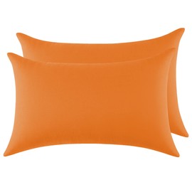 Set of 2 Cushion Covers, 100% Cotton, 40 x 70 cm, 2 Pieces, Super Soft Premium Jersey Pillowcase, Orange