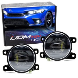 iJDMTOY Black Interior Clear Lens 15W High Power LED Fog Lamps w Kit w/Relay Wire & Universal Fit Switch, Compatible With Honda 2022-up Civic Sedan/Hatchback, CR-V, Accord