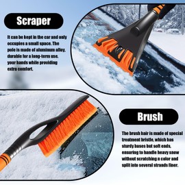 Axinyijia Car Ice Scraper with Broom Ice Scraper Snow Brush for Car Windscreen, Removable Car Scraper Snow Brush Car Paint Gentle for Car SUV Truck