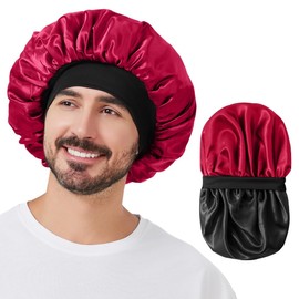Bonnet for Men, Reversible Silk Bonnet for Sleeping with Curly Hair Locs Braids Waves Sleep Cap
