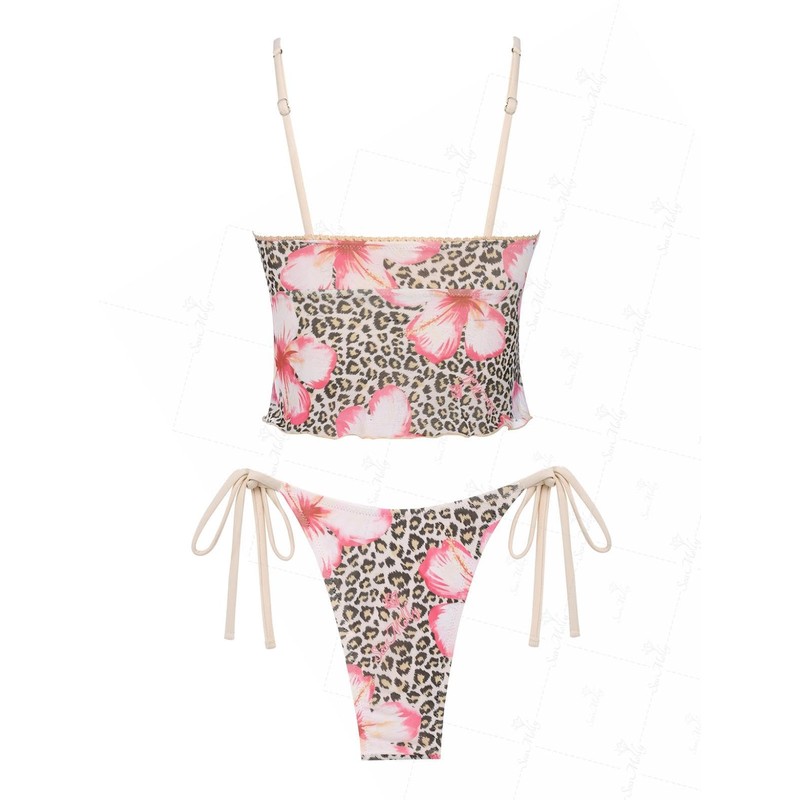 seamoly - Conjunto de tankini de rayas con lazo lateral,