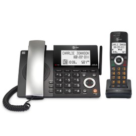AT&T DECT 6.0 Corded/Cordless Home Phone with 1-Handset and Answering Machine, Smart Call Blocker, Caller ID, Large Backlit Display, Big Button, Speakerphone, Intercom: CL84118 (Charcoal Black)